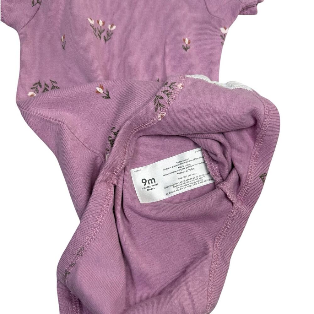 Carter's Bodysuit Bundle Baby Girl Flowers Purple Black 9 Months - Picture 6 of 6
